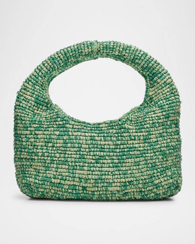 Halfmoon Raffia Top-Handle Bag